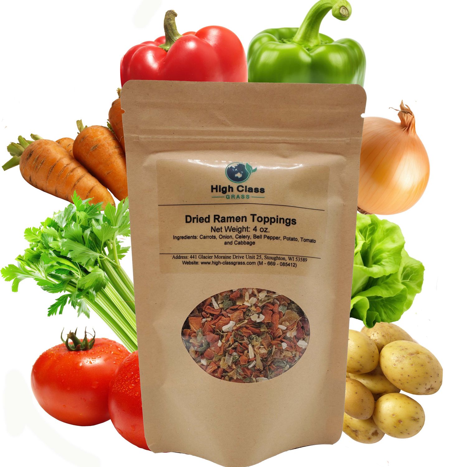 Dried Ramen Toppings Dehydrated Vegetable Flakes, 4 Ounces