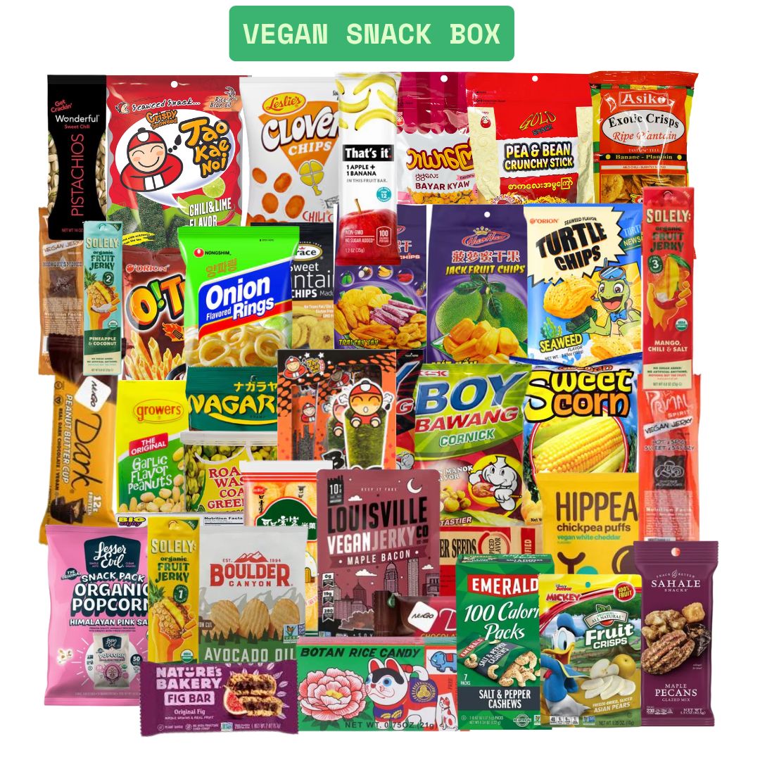 Vegan Mystery Snack Box-- Pack of 10 Full Sized Vegan Snacks from Around the World