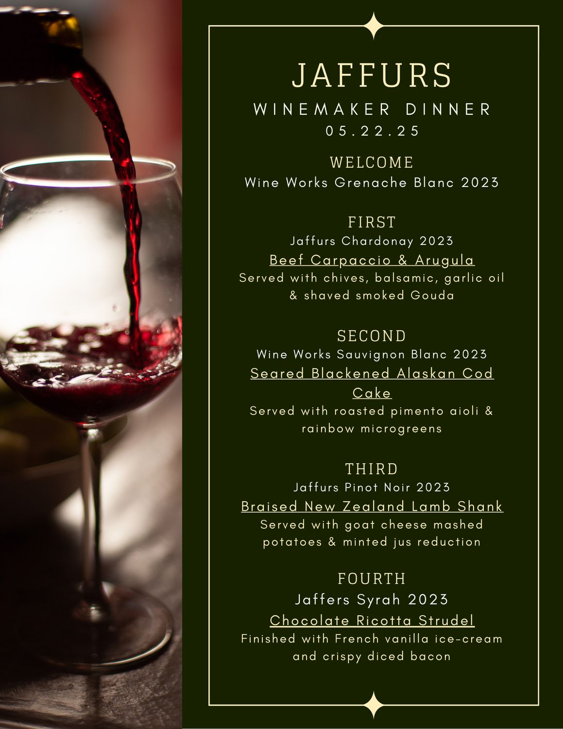 Jaffurs Wine Maker Dinner - May 22nd
