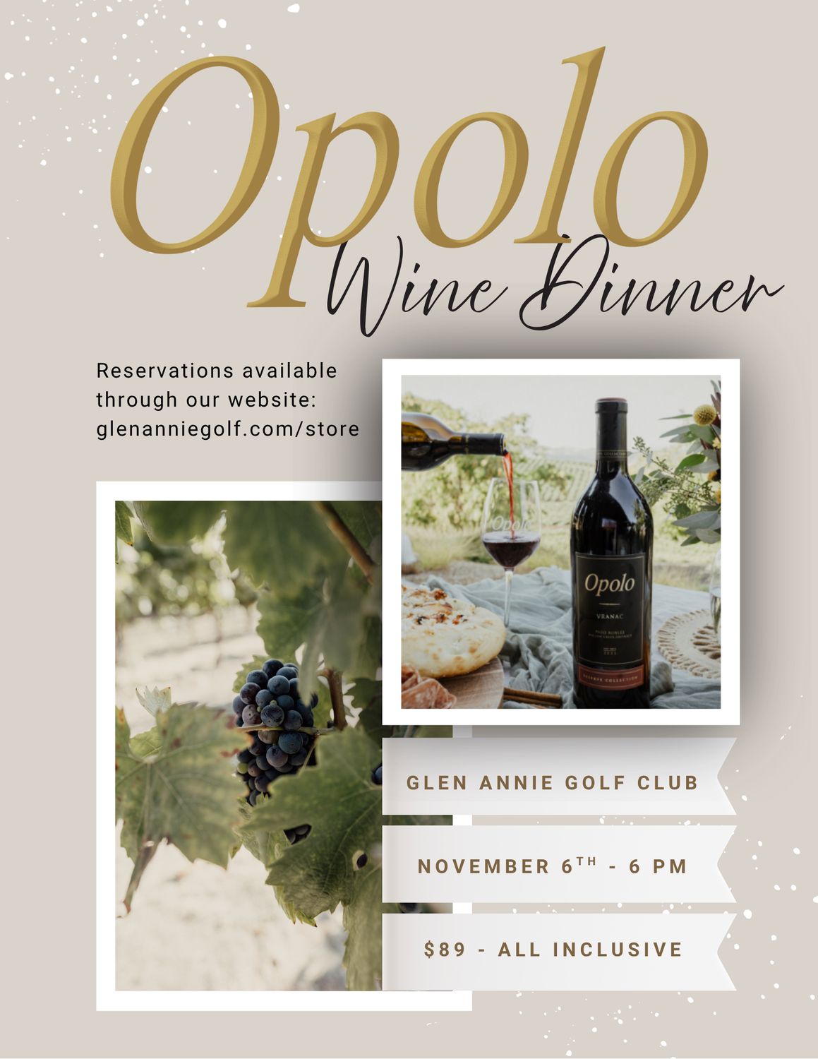 Opolo Vineyards Wine Dinner (Thursday, November 6th)