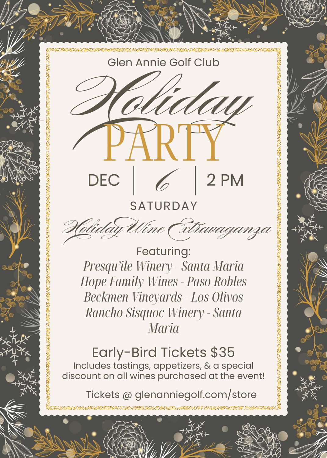 Glen Annie Holiday Wine Extravaganza - Saturday, December 6th