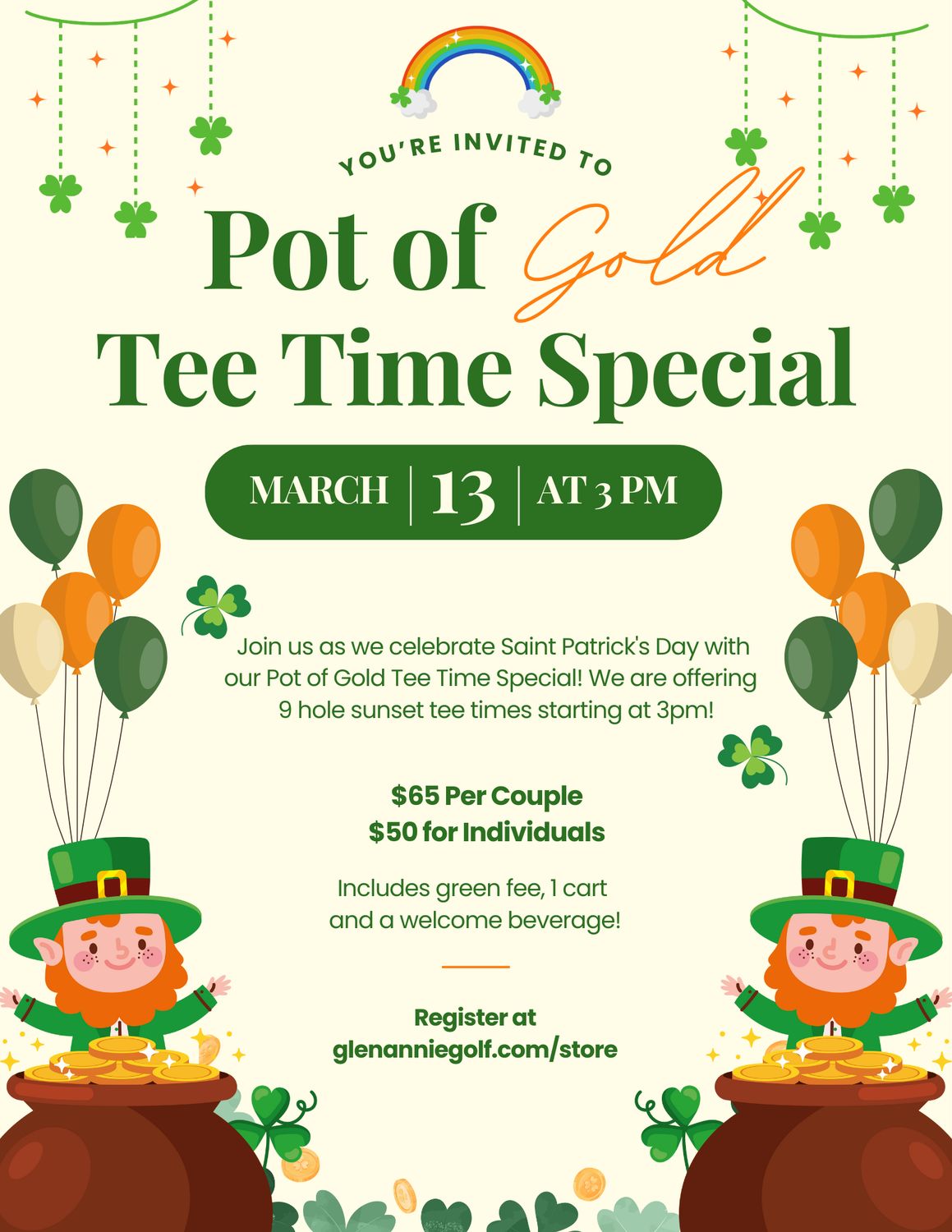 Pot of Gold Tee Time Special