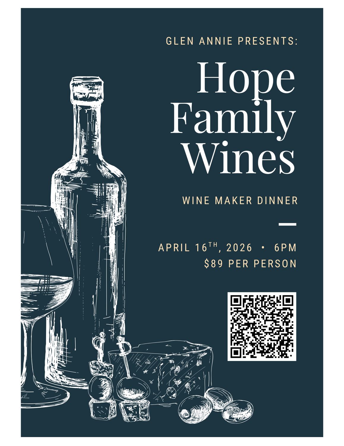 Hope Family Wines - Wine Dinner (Thursday, April 16th) Hope Family Wines - Wine Dinner (Thursday, April 16th)