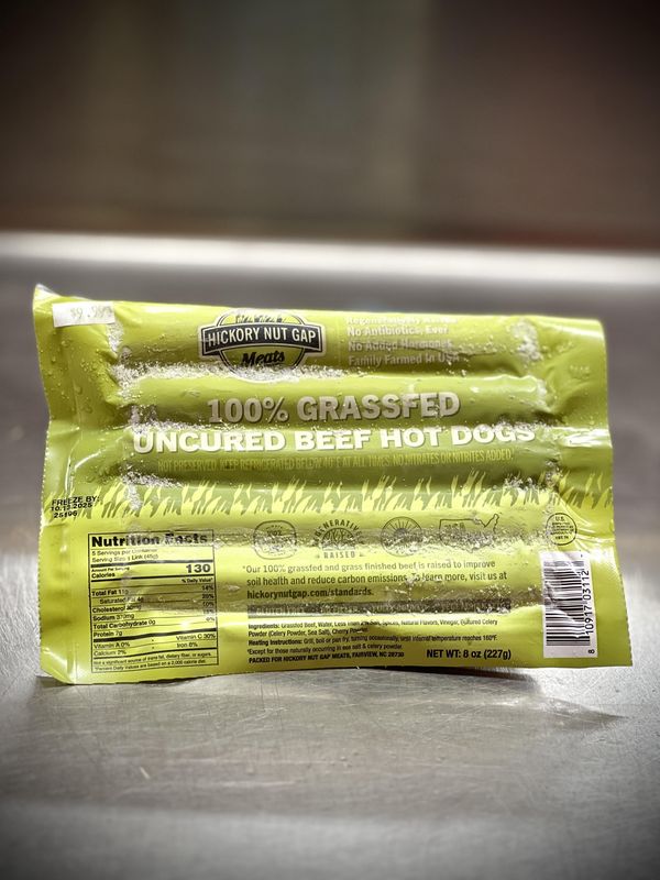 100% Grass Fed Uncured Beef Hot Dogs