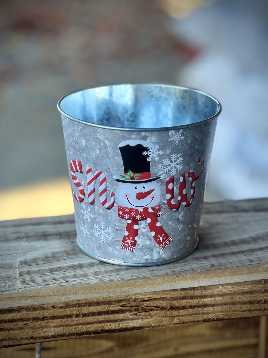 Christmas Tin Bucket, Type: Snowman