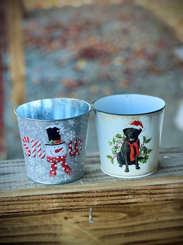 Christmas Tin Bucket