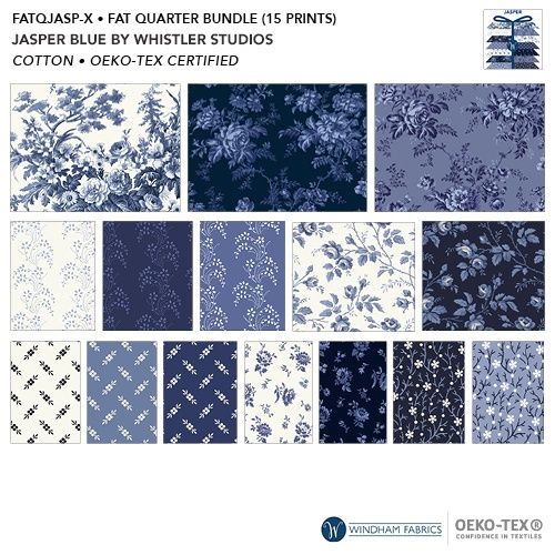 FATQJASP-X Jasper Blue, Fat Quarter Bundle, Multi, Cotton