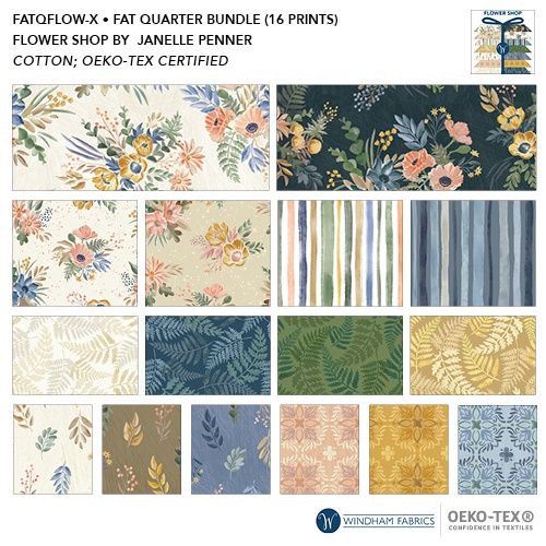 FATQFLOW-X Flower Shop, Fat Quarter Bundle, Multi,
