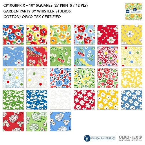 CP10GRPR-X Garden Party 10x10 Squares Multi Cotton