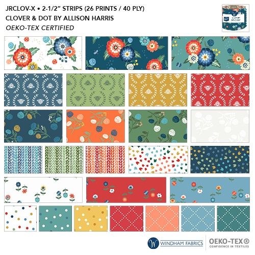 JRCLOV-X Clover &amp; Dot, 2.5&quot; Strips, Multi, Cotton