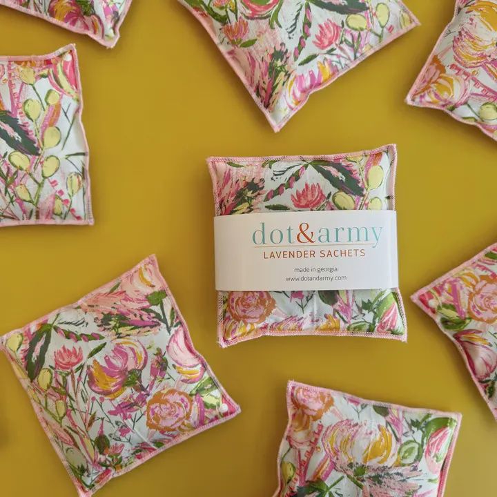 Pink Floral Lavendar Sachets, set of two