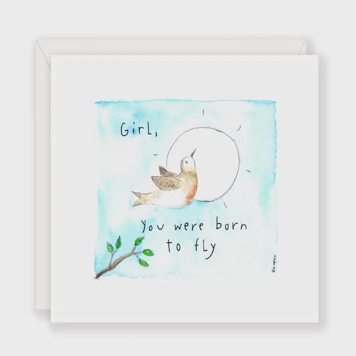NCS-442SG &#39;Girl You Were Born to Fly&#39; cute card by Sandy Gingras