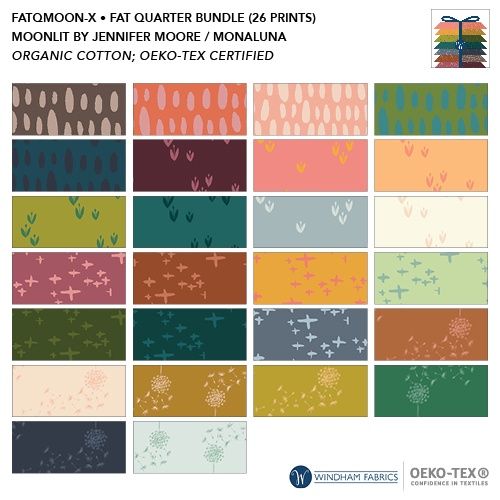 FATQMOON-X Moonlit, Fat Quarter Bundle, Multi, Organic High Density Cotton