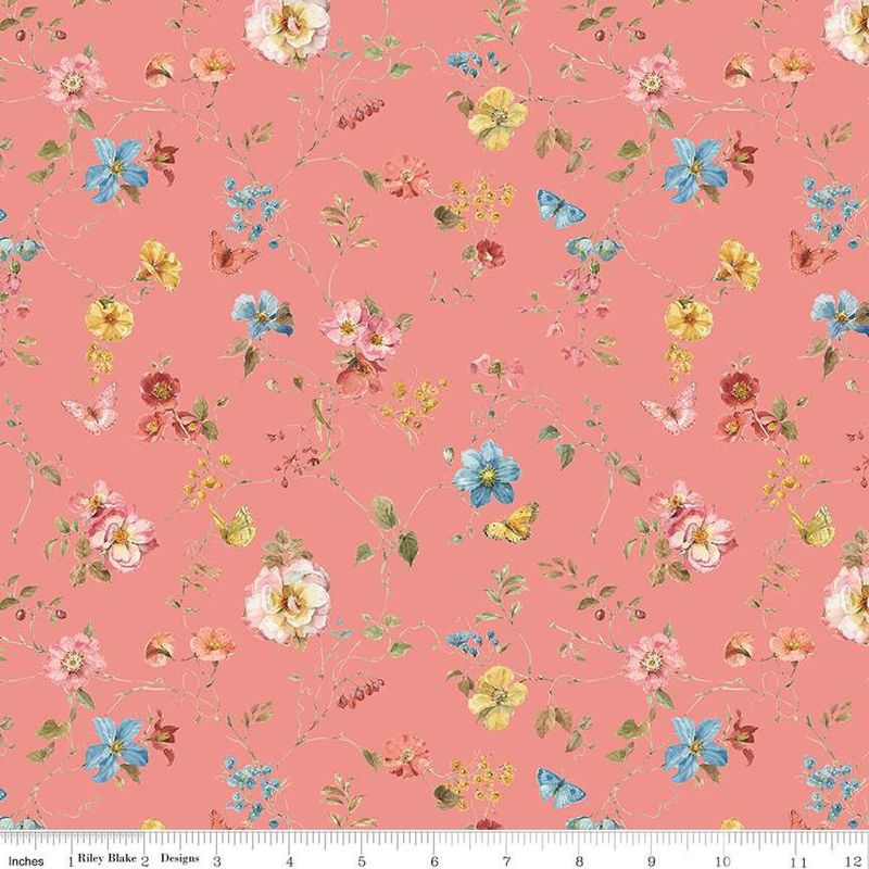 C14533-CORAL Countryside Floral Coral