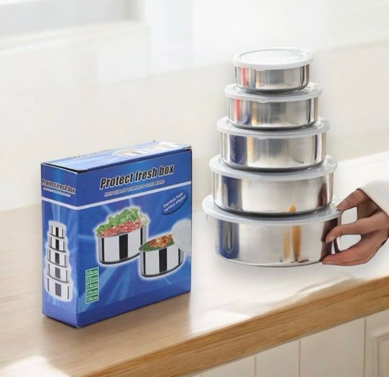 Set de 5 Tupper metálicos tapa silicona