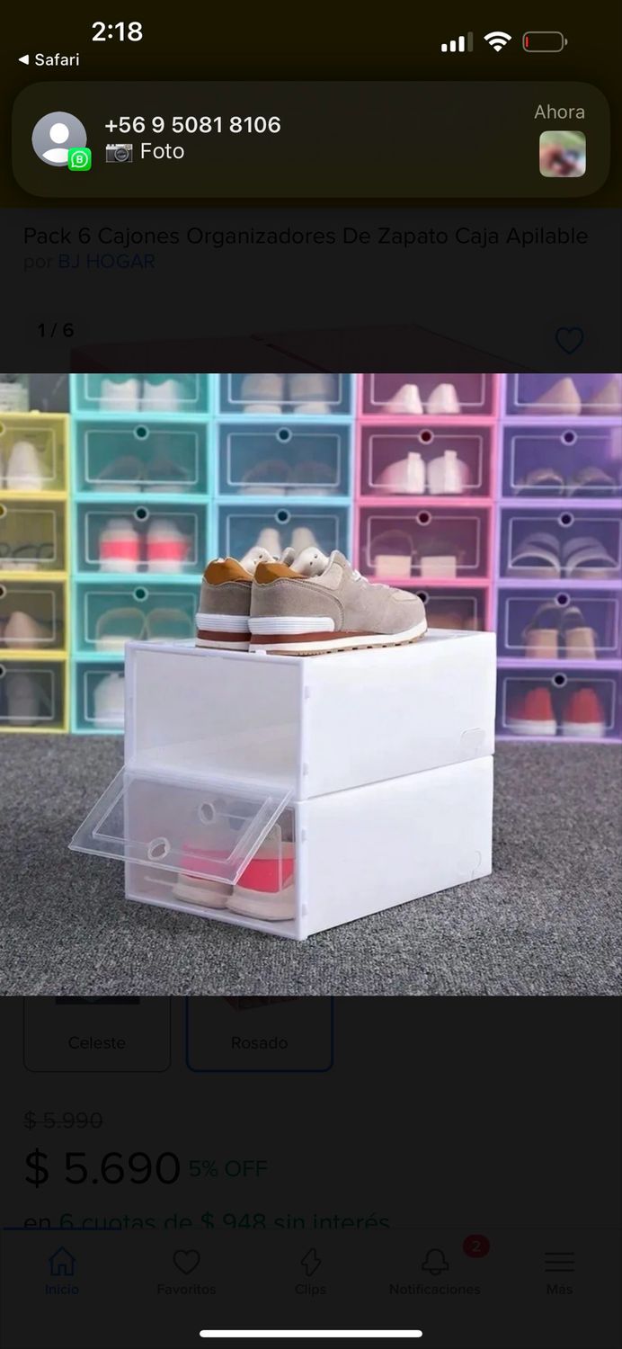 Caja plástica apilable para zapatos 👟 $800