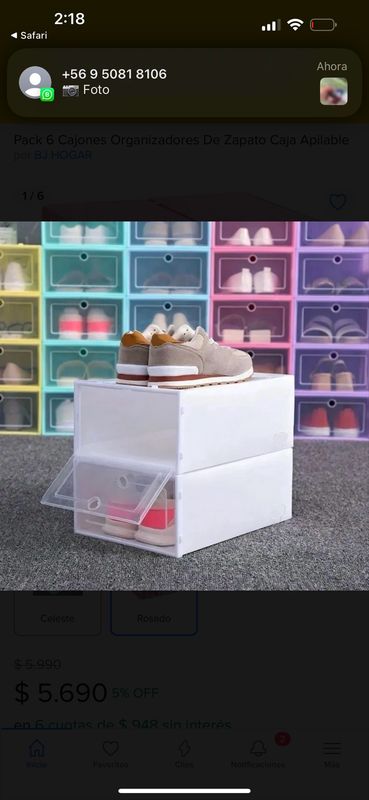 Caja plástica apilable para zapatos 👟 $800