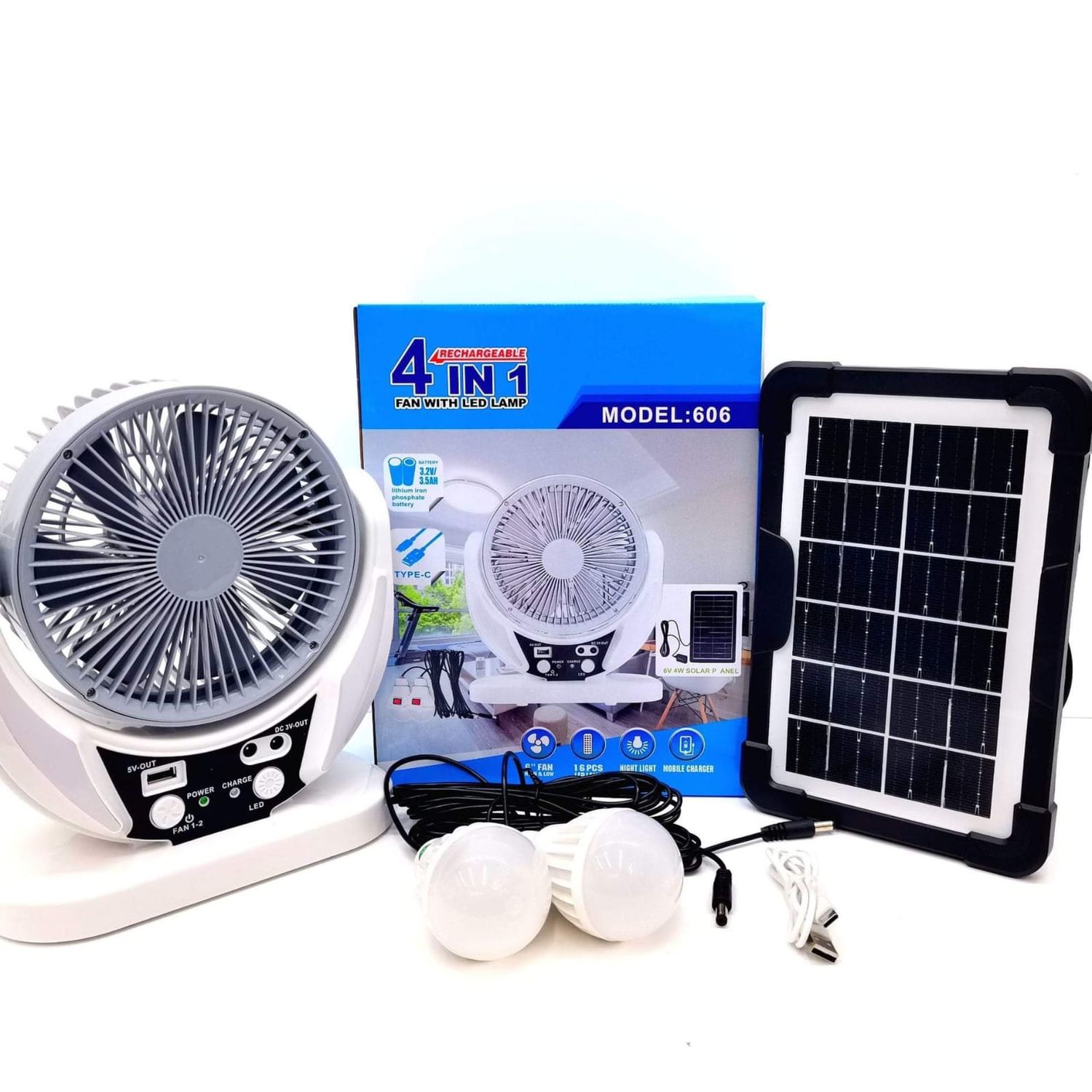 VENTILADOR SOLAR MÁS AMPOLLETAS