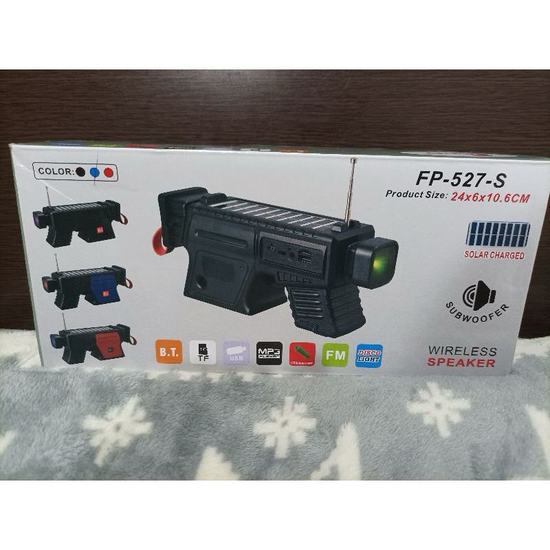 PARLANTE METRALLETA SOLAR RECARGABLE FM/BLUETOOTH