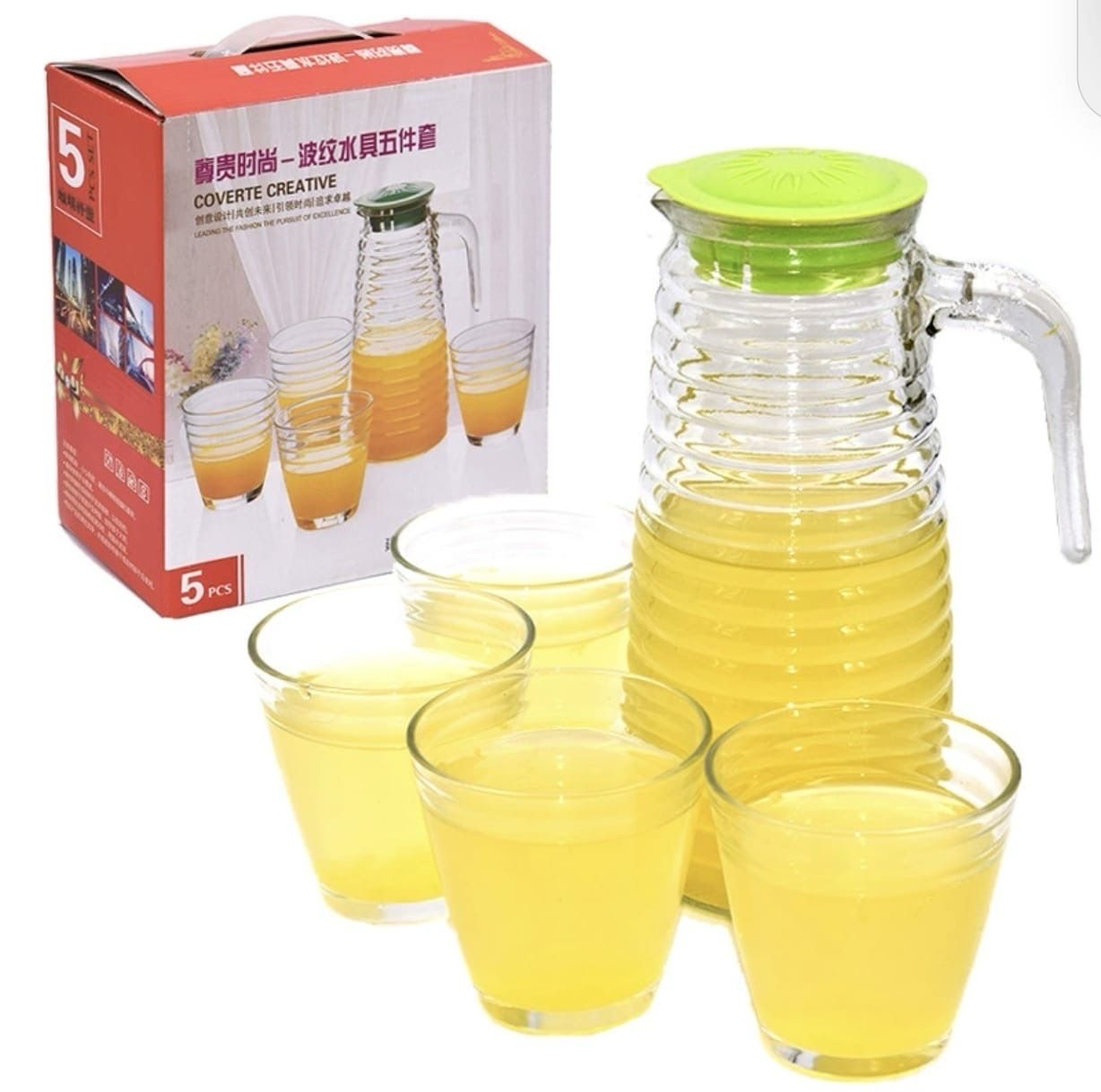 JARRO CON VASO DE VIDRIO