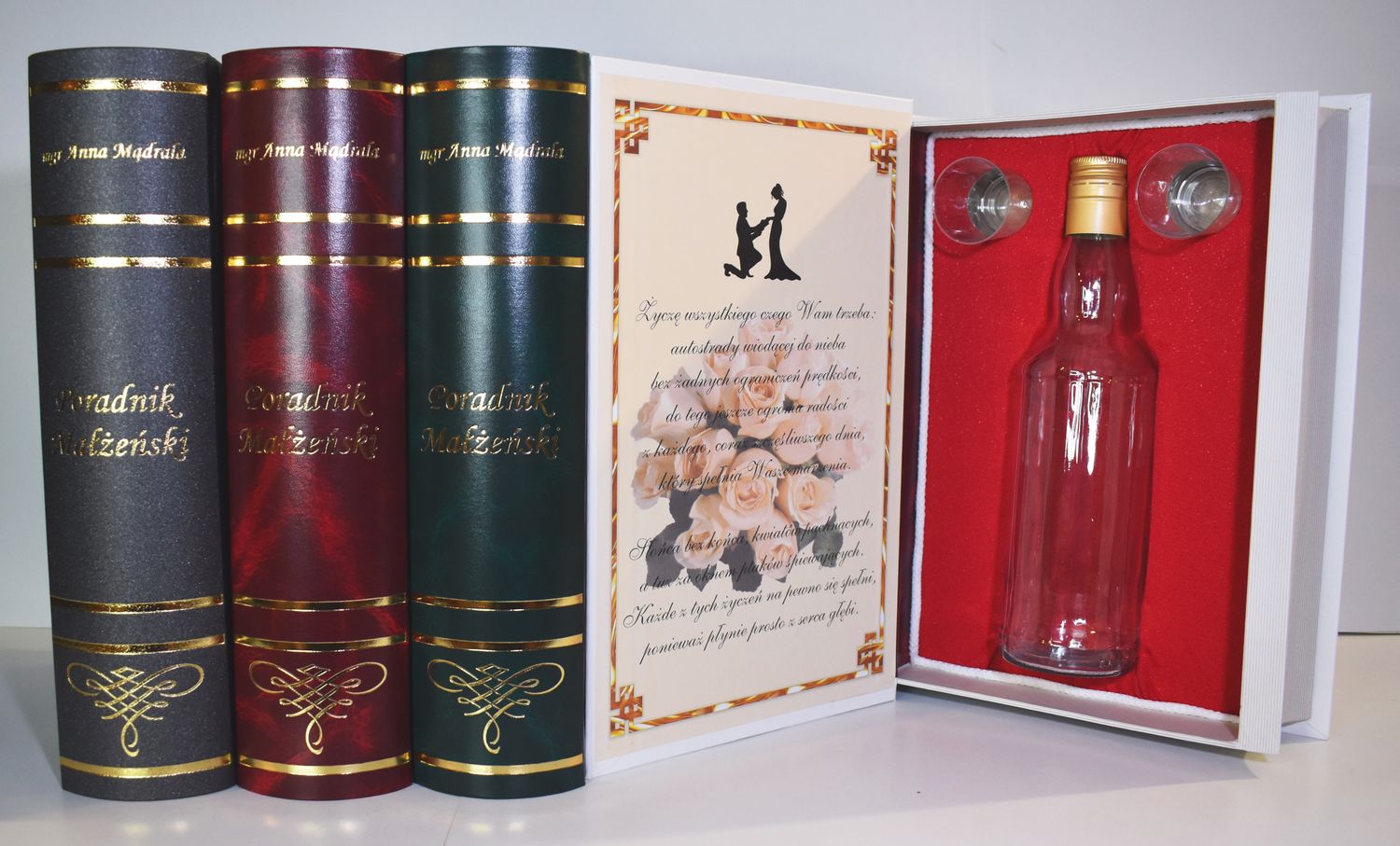 Duża książka na alkohol PORADNIK MAŁŻEŃSKI + butelka 500ml