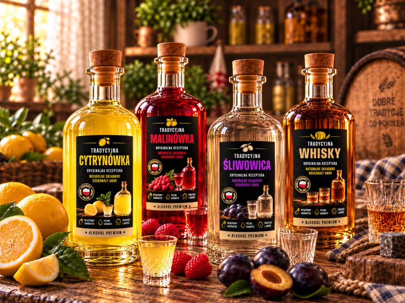 x10 x20 x50 Etykiety na alkohol, nalewki, bimber, naklejka na butelki różne wzory mix