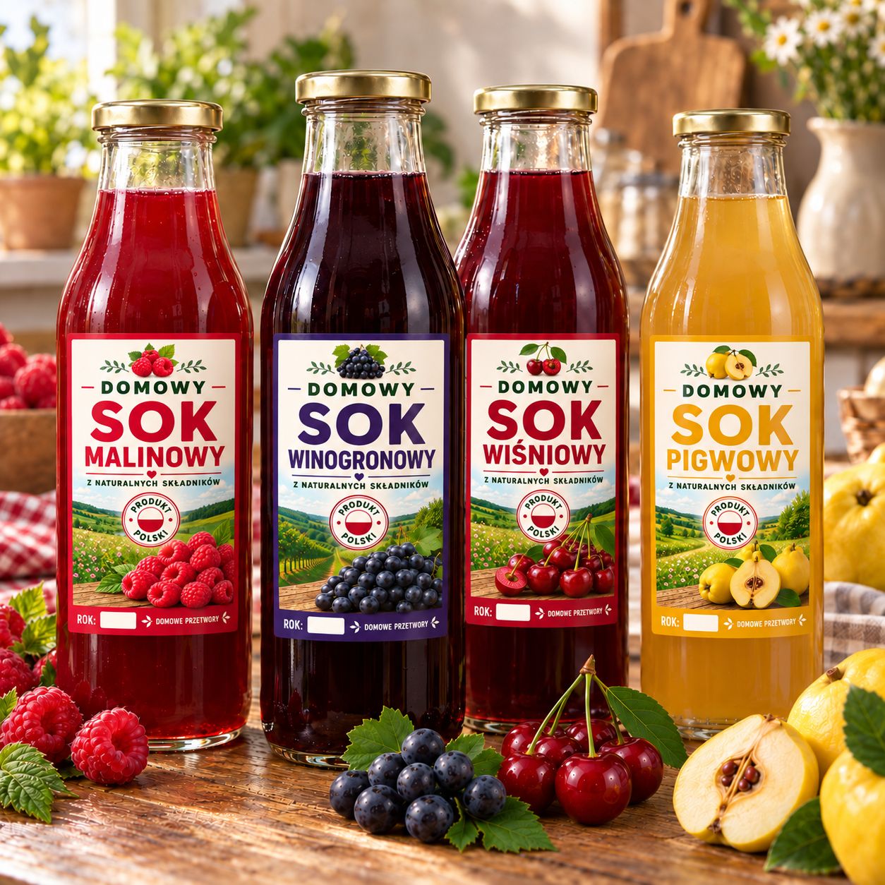 x10 x20 x50 Etykiety na soki domowe, naklejka na butelki różne wzory mix