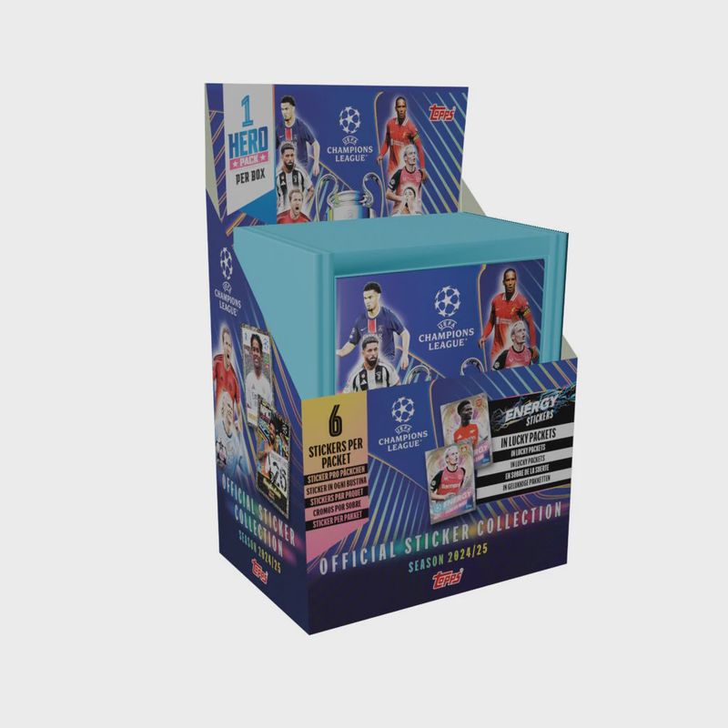 2024-25 TOPPS CHAMPIONS LEAGUE STICKERS – 50-PACK BOX (300 STICKERS)