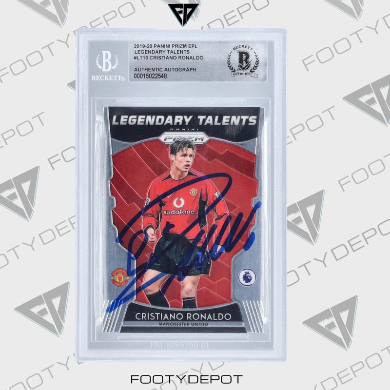 CRISTIANO RONALDO MUFC AUTOGRAPHED 2019-20 EPL PRIZM LEGENDARY TALENTS #LT-10 BAS Authenticated Card