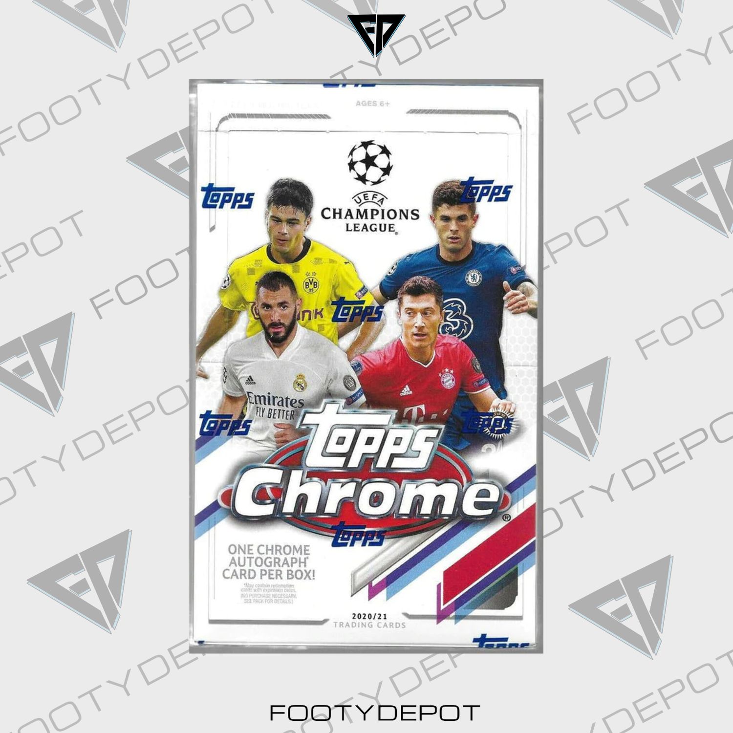 2020-21 TOPPS UEFA CHAMPIONS LEAGUE CHROME – 18-PACK HOBBY BOX (72 CARDS + AUTOGRAPH)