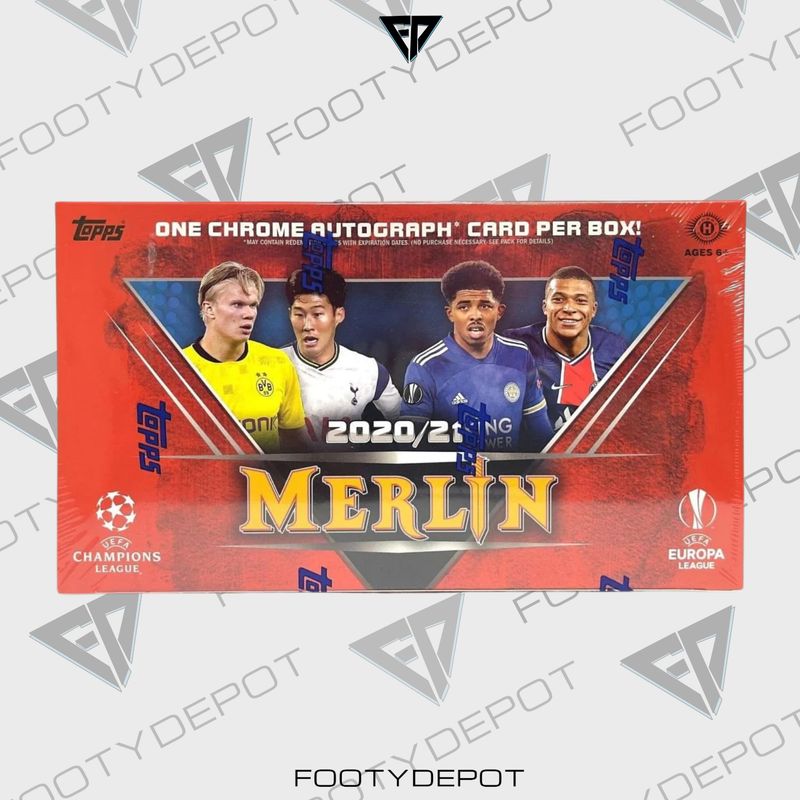 2020-21 TOPPS MERLIN CHROME CHAMPIONS LEAGUE CARDS – 18-PACK BOX (72 CARDS + AUTO)