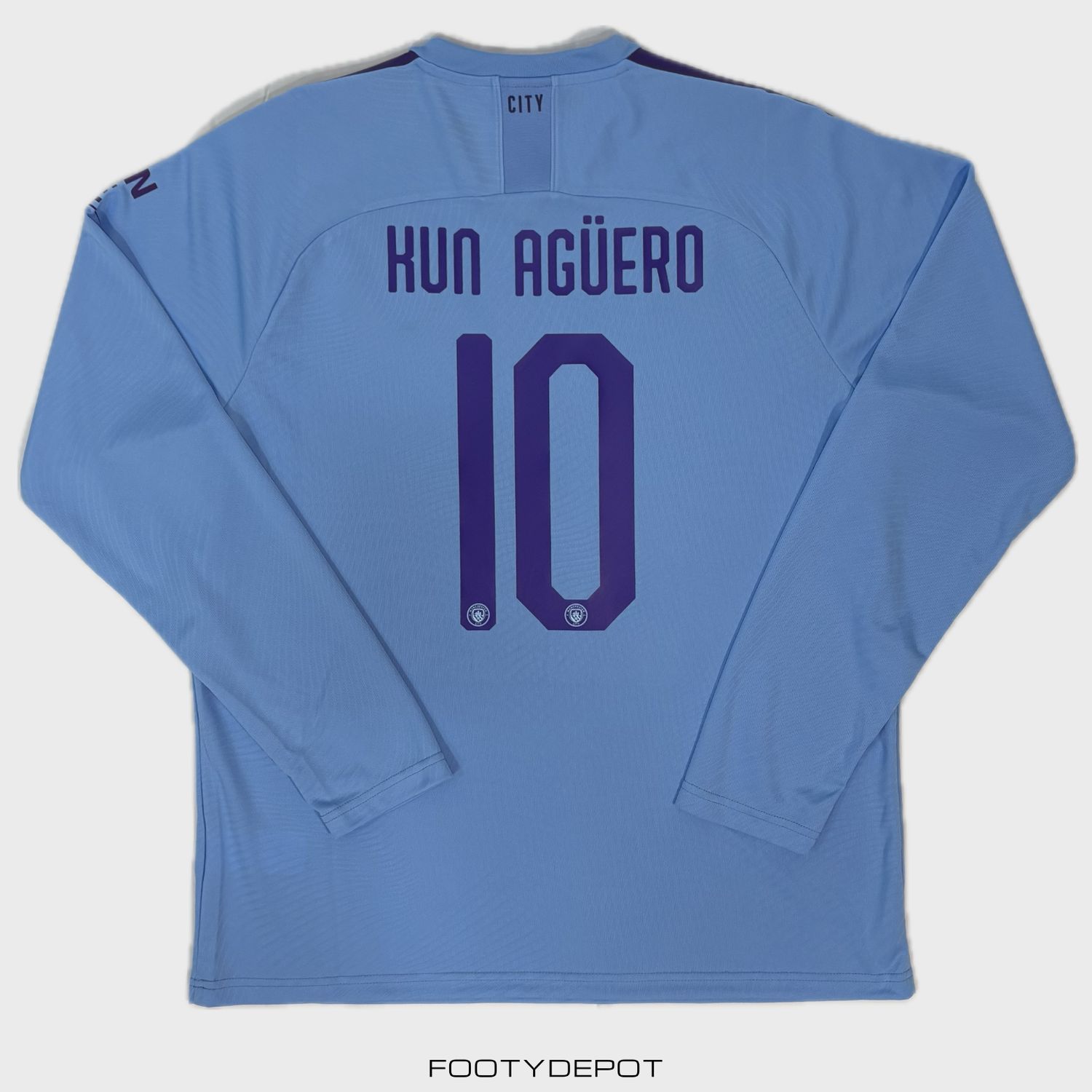 2019-2020 MANCHESTER CITY HOME L/S SHIRT AGUERO #10 - (XL)