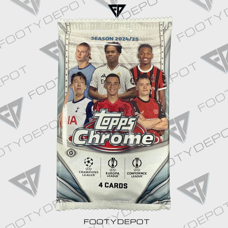 2024-25 TOPPS CHROME UEFA CLUB COMPETITIONS HOBBY PACK (4 CARDS)