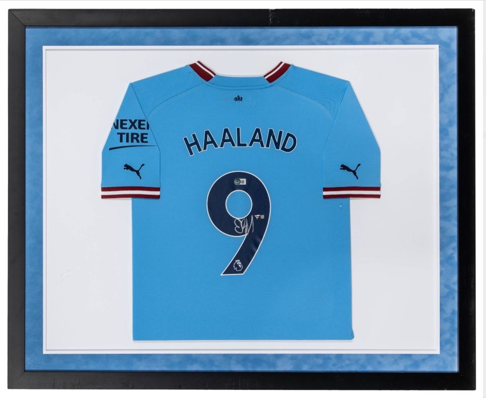 Erling Haaland Signed, Framed Manchester City Jersey - 40.75 x 32.75 - Fanatics LOA, Beckett