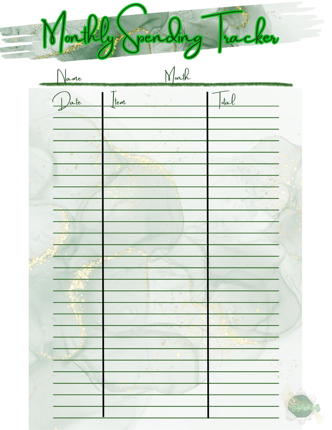 Simple Monthly Tracker