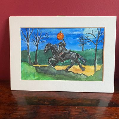 Night Rider | Watercolor Painting on paper w/ Mat by ASaari