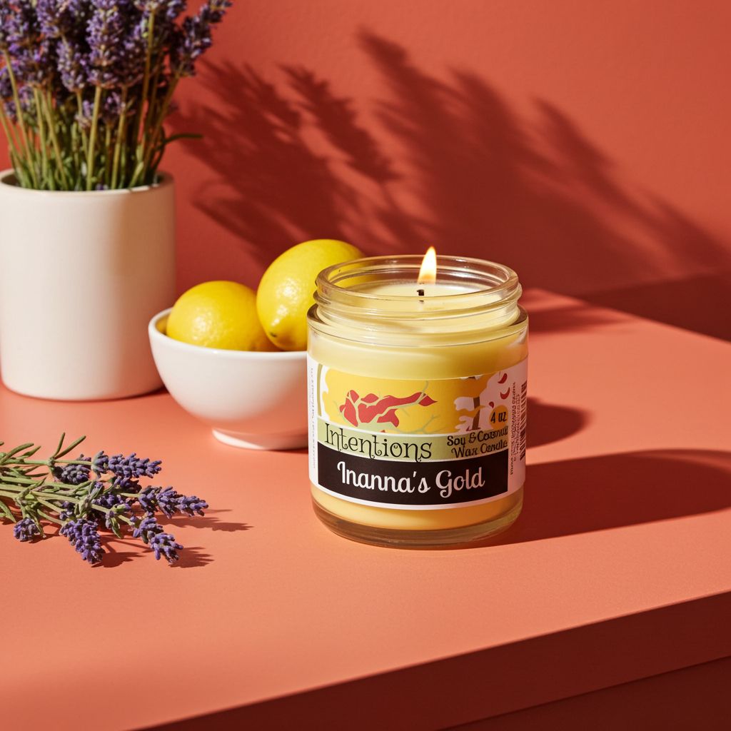 Inanna&#39;s Gold 4 oz. Soy &amp; Coconut Wax Scented Candle