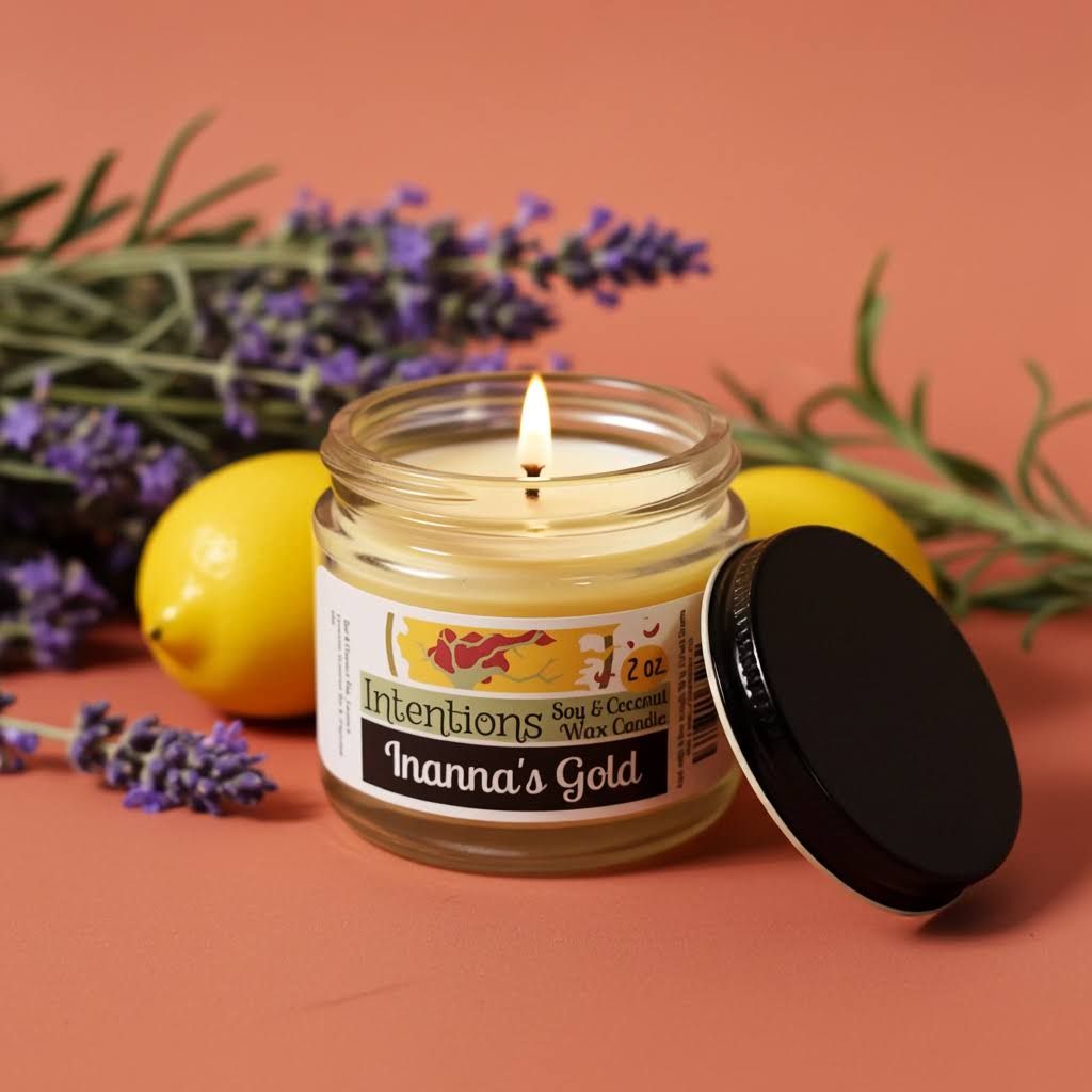 Inanna&#39;s Gold 2 oz. Soy &amp; Coconut Wax Scented Candle