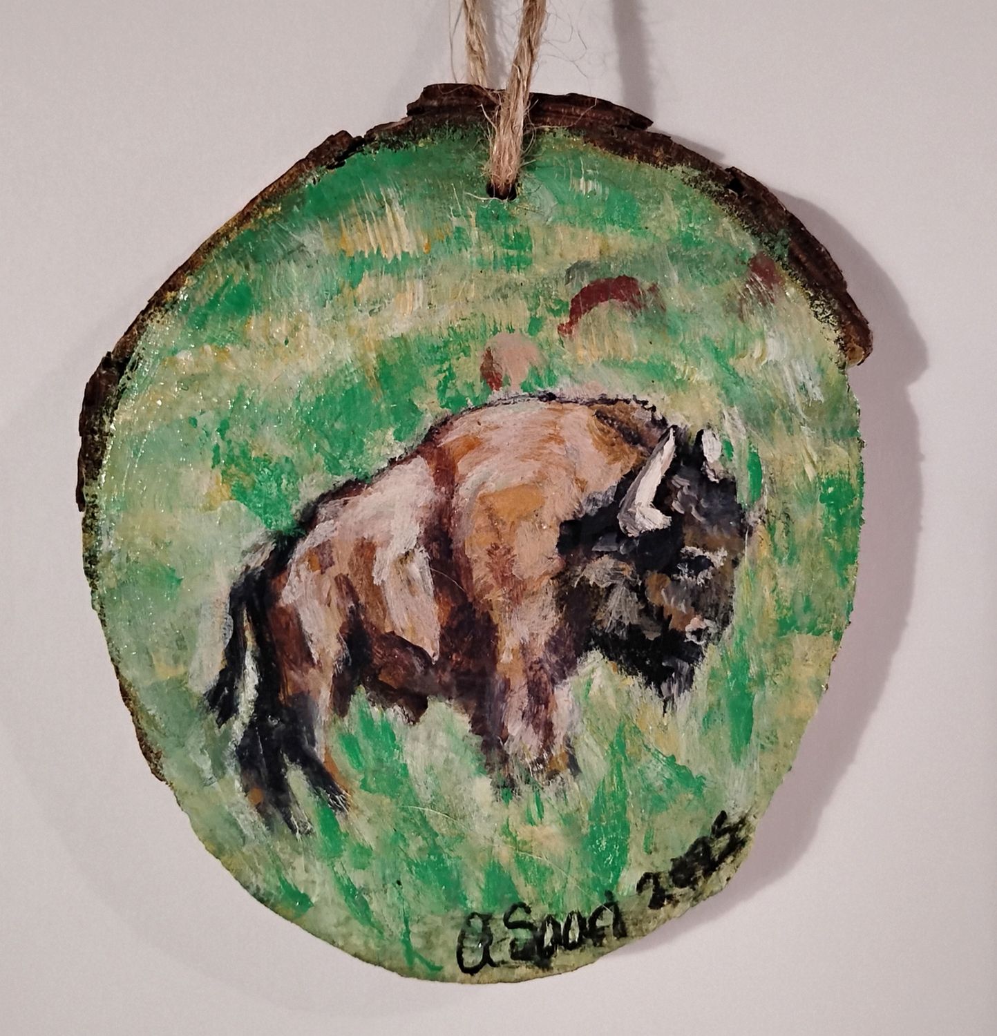Bull of Heaven - American Bison Totem Ornament Painting by ASaari