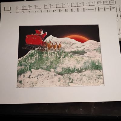 Santa Over Monadnock Print 8" x 10" with Mat &amp; Backing Board