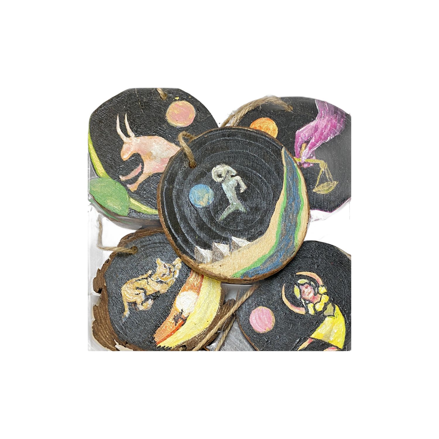 Zodiac Ornament Approx. 3&quot; Dia. Acrylic Painting by ASaari