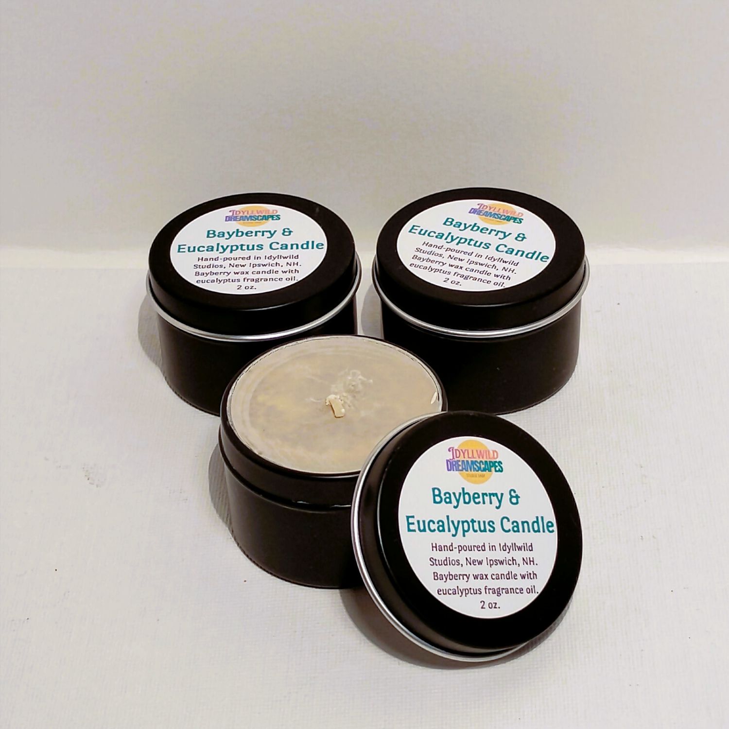 Bayberry &amp; Eucalyptus Candle in 2 oz. Black Tin