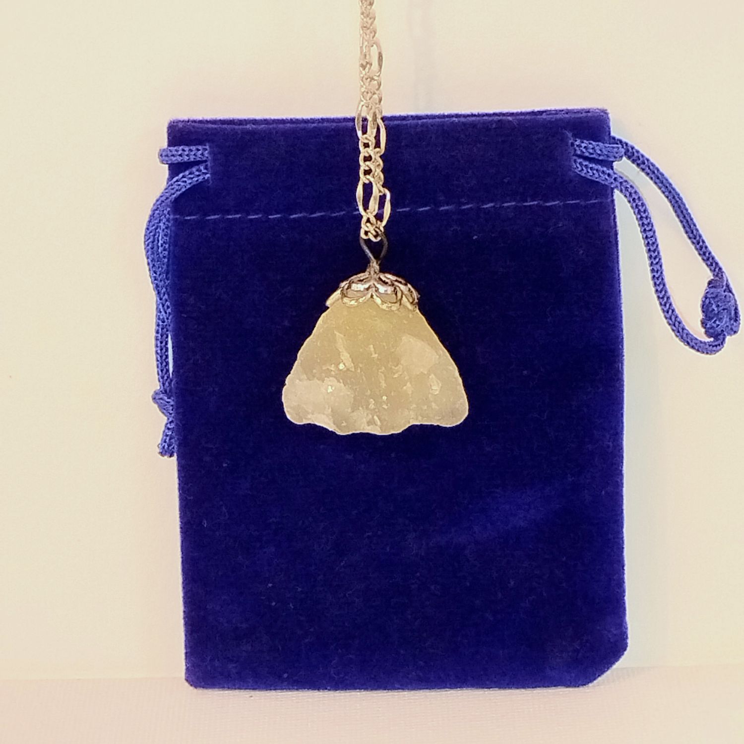 Found Quartz Pendant Necklace 21" Chain