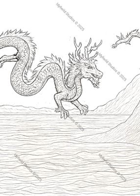 Coloring Book Page - Dragon Mist - Digital Download
