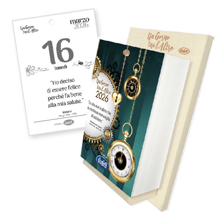 Calendario classico &quot;Un giorno tira l&#39;altro&quot; con base in legno