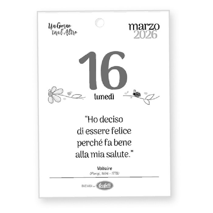 Calendario classico "Un giorno tira l'altro" con base in legno
