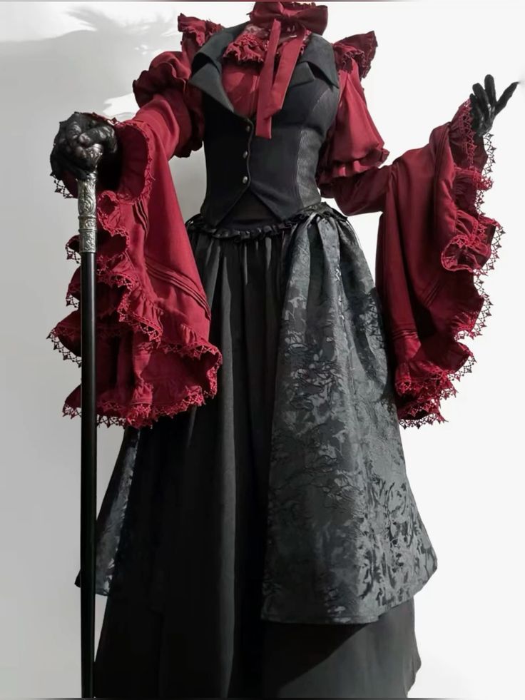 Romantic Vampire Gothic Blood-Red Dress