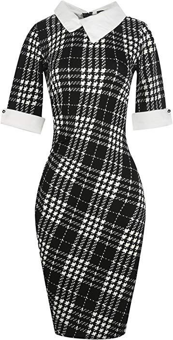 Black Plaid Sleeved Dress