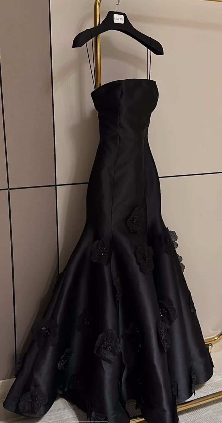 Strapless Black Satin Gown