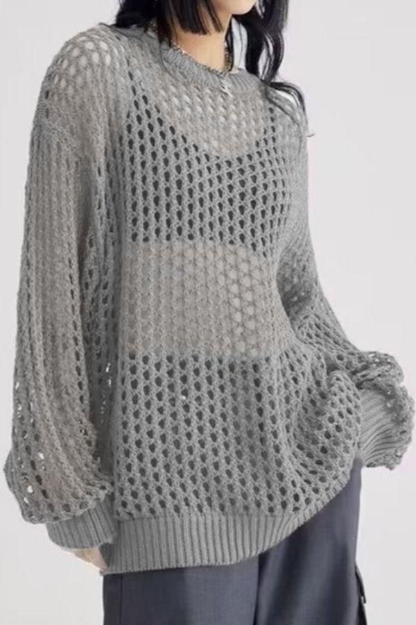 Loose Gray Hole Sweater